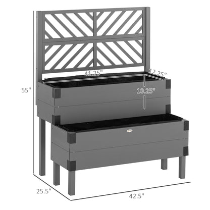 Gray Wooden Raised Garden Bed with Trellis - 42.5"