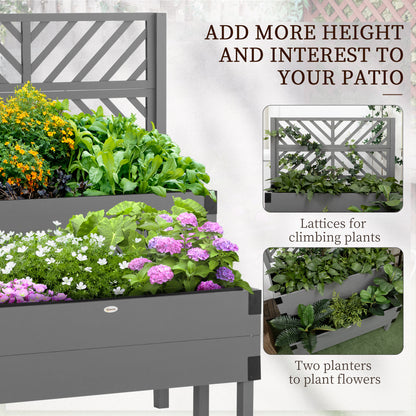 Gray Wooden Raised Garden Bed with Trellis - 42.5"