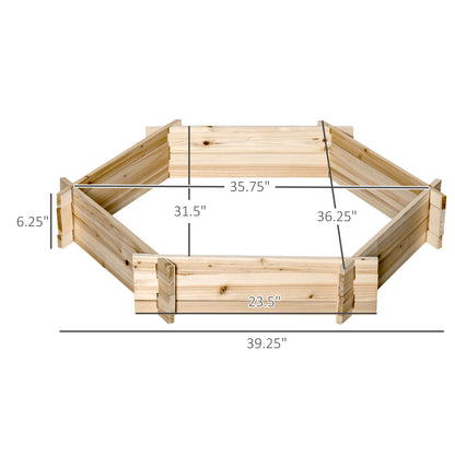 Outsunny Wooden Raised Garden Bed - Hexagon Planter 39x36", Natural Wood