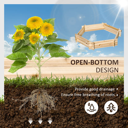 Outsunny Wooden Raised Garden Bed - Hexagon Planter 39x36", Natural Wood