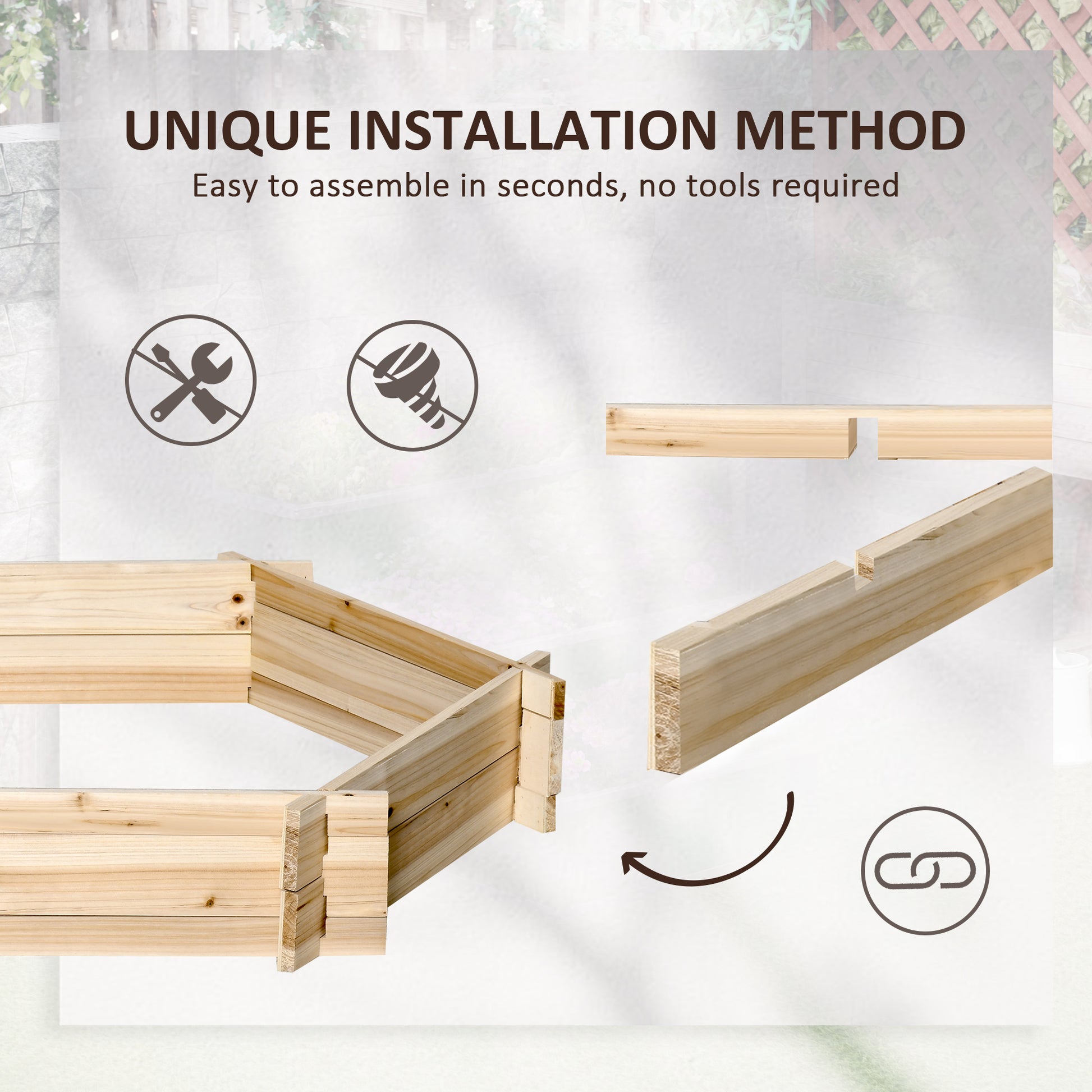 Outsunny Wooden Raised Garden Bed - Hexagon Planter 39x36", Natural Wood