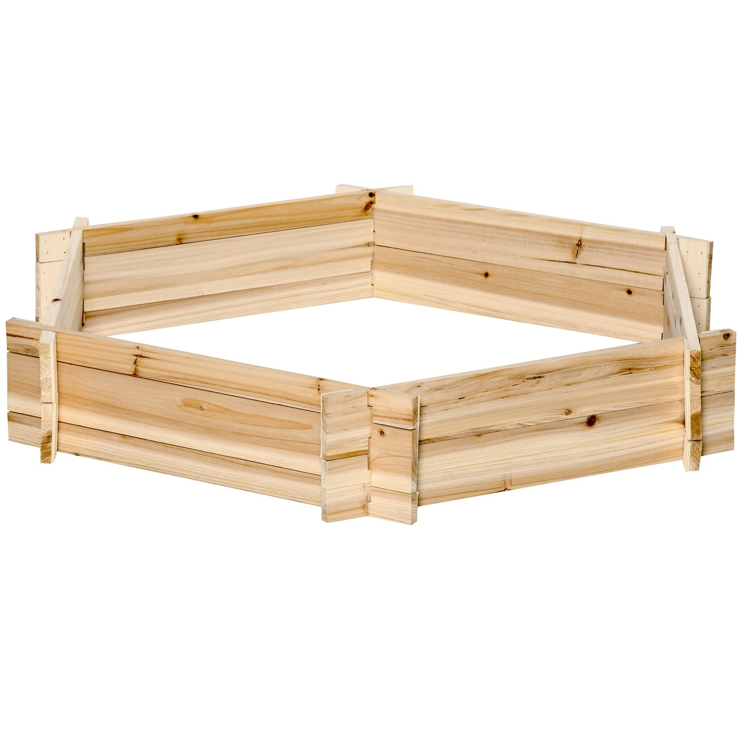 Outsunny Wooden Raised Garden Bed - Hexagon Planter 39x36", Natural Wood
