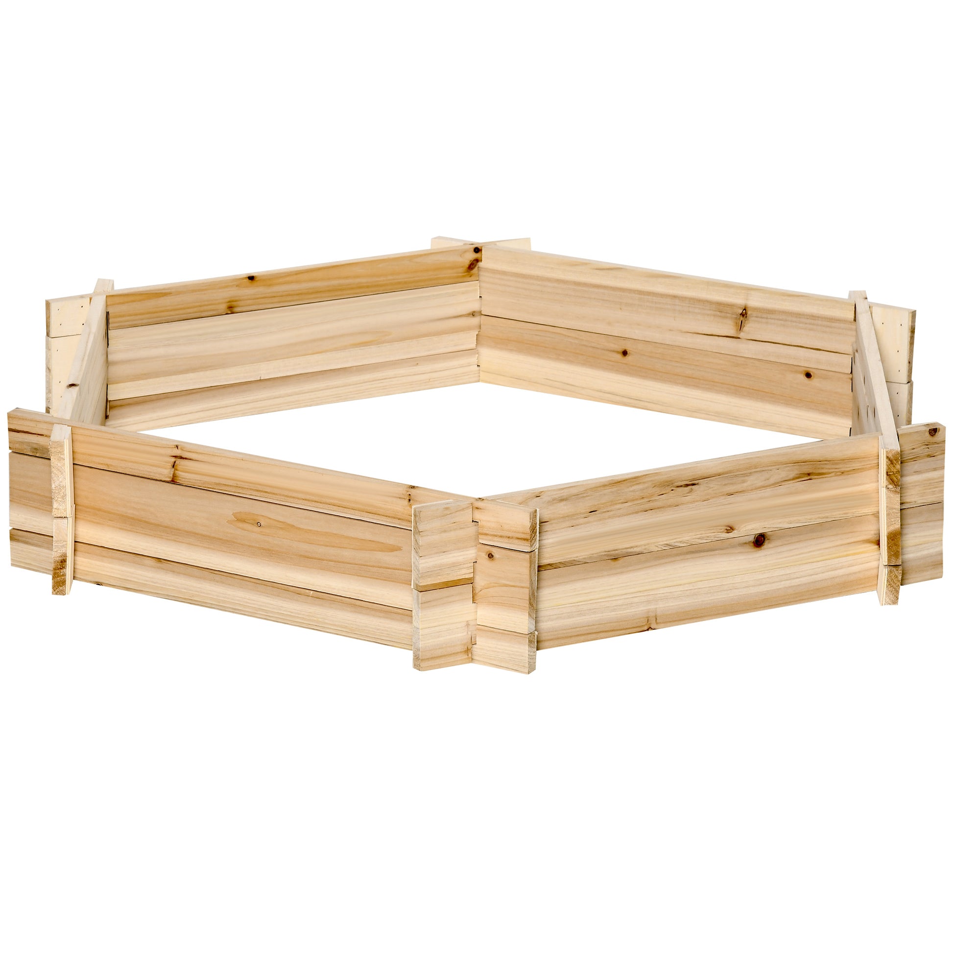 Outsunny Wooden Raised Garden Bed - Hexagon Planter 39x36", Natural Wood
