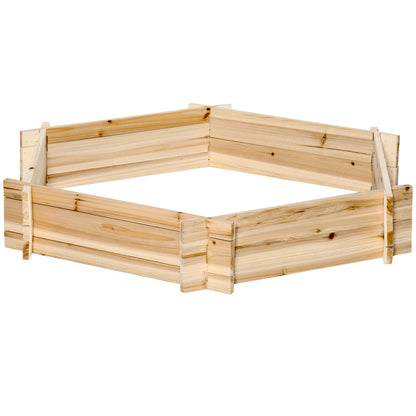Outsunny Wooden Raised Garden Bed - Hexagon Planter 39x36", Natural Wood