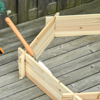 Outsunny Wooden Raised Garden Bed - Hexagon Planter 39x36", Natural Wood