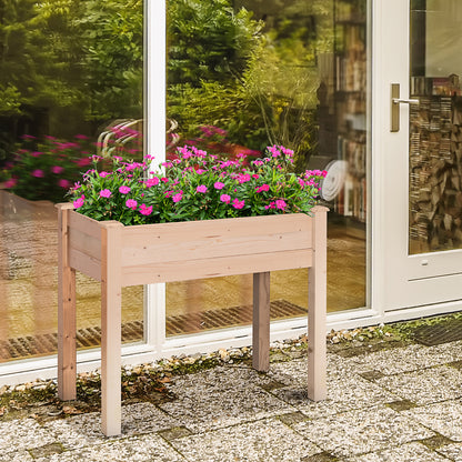 Natural Wood Raised Garden Bed - 34" x 18" Planter Box