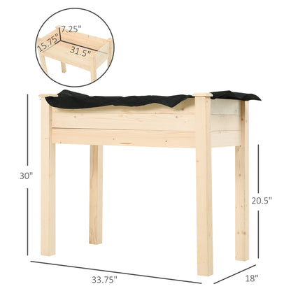 Natural Wood Raised Garden Bed - 34" x 18" Planter Box