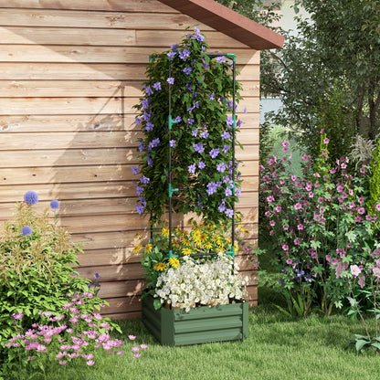 Galvanized Steel Raised Garden Bed with Trellis - 24" x 24"