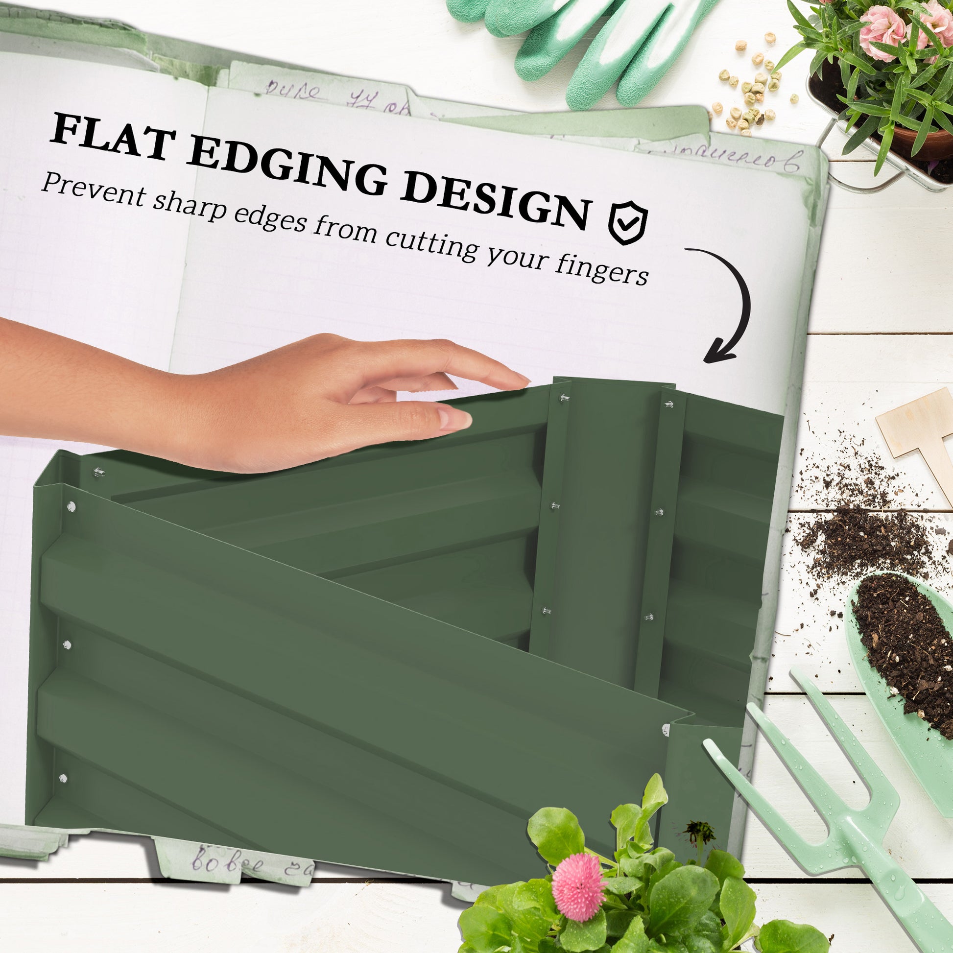 Galvanized Steel Raised Garden Bed with Trellis - 24" x 24"