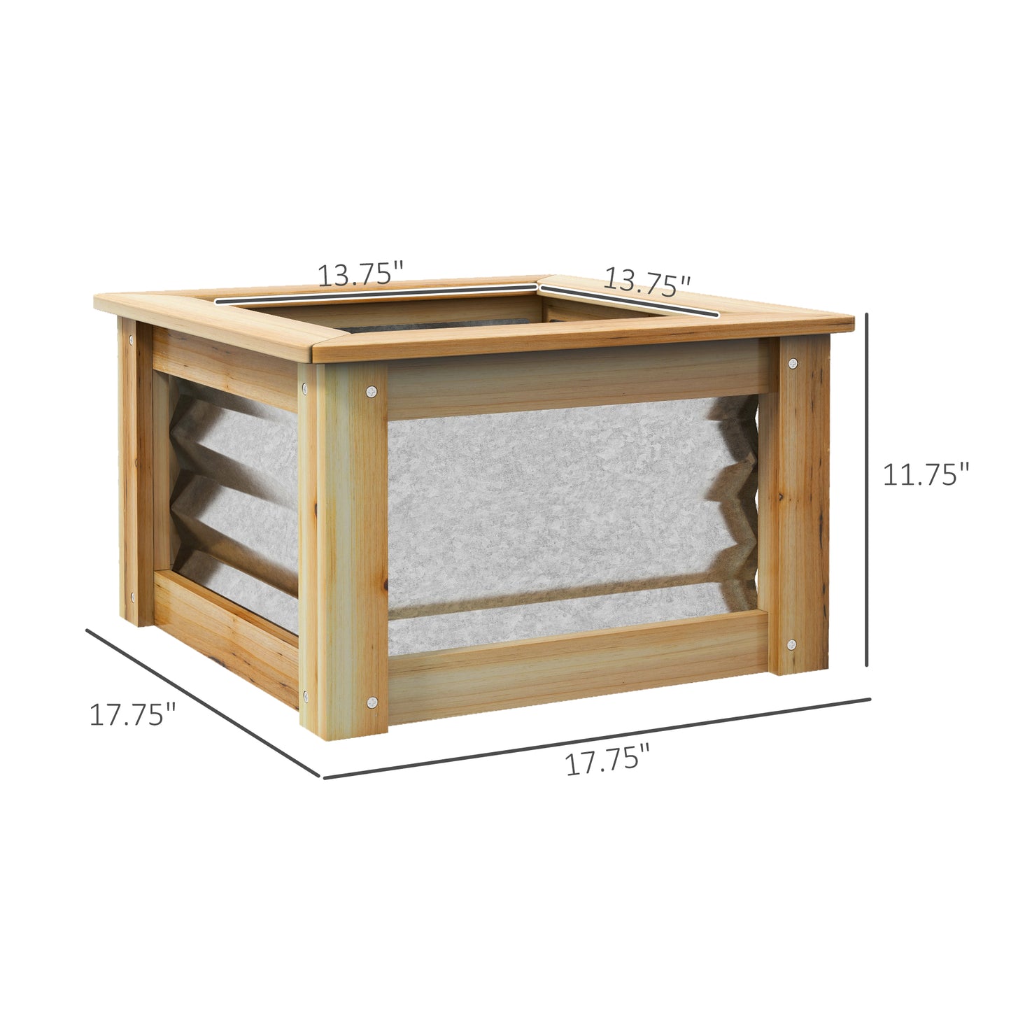 Outsunny Raised Garden Beds - 2 Pack Wood & Metal Planters