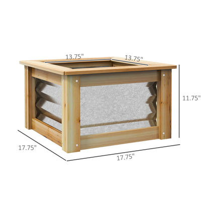 Outsunny Raised Garden Beds - 2 Pack Wood & Metal Planters