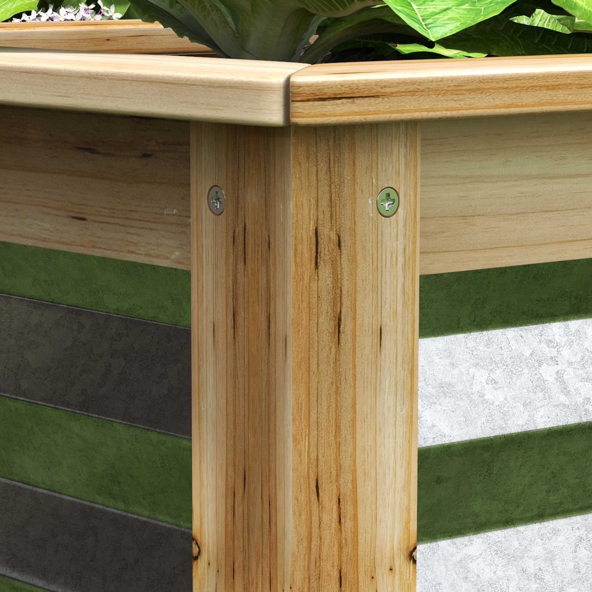 Outsunny Raised Garden Beds - 2 Pack Wood & Metal Planters