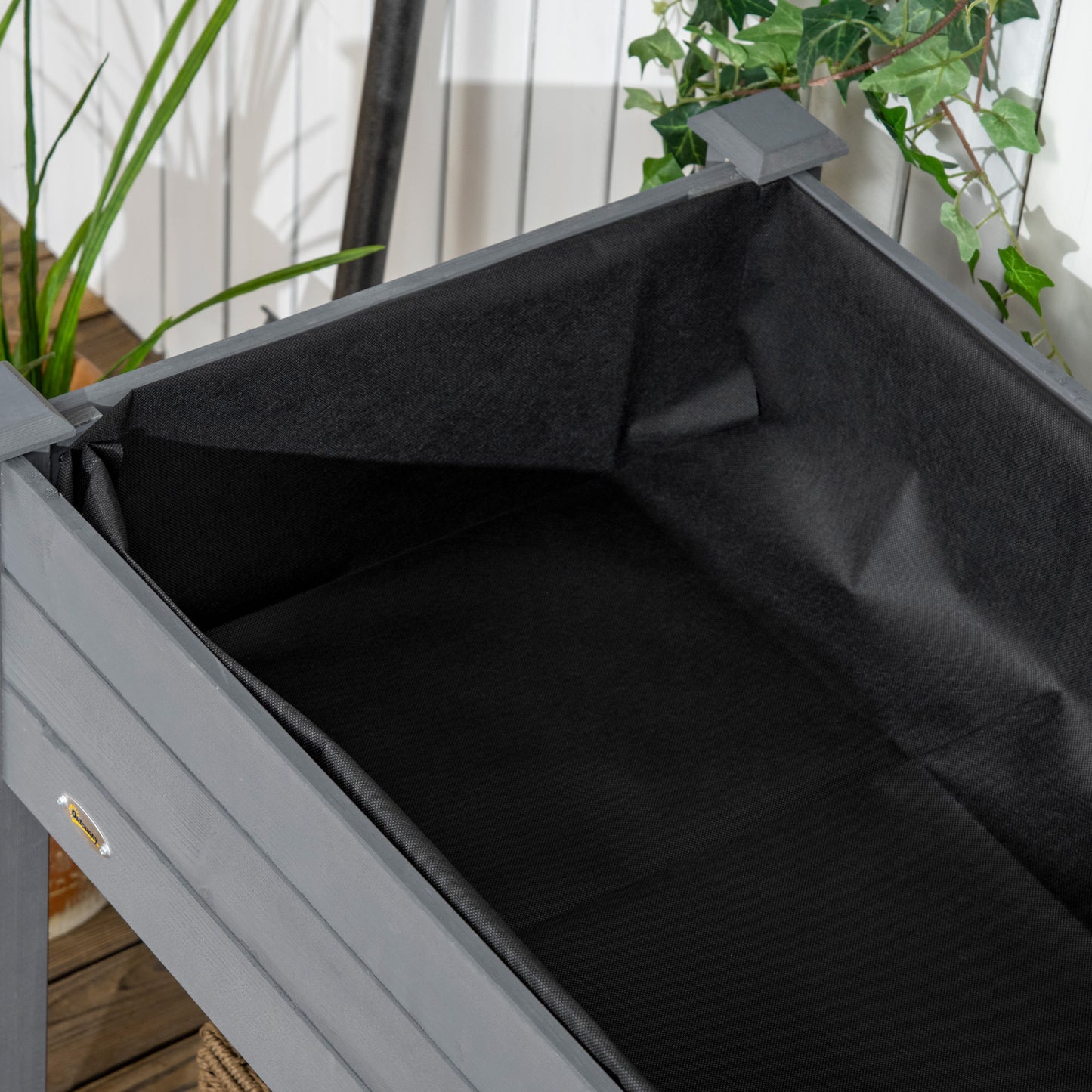 Gray Wooden Raised Garden Bed with Wheels - 47" L