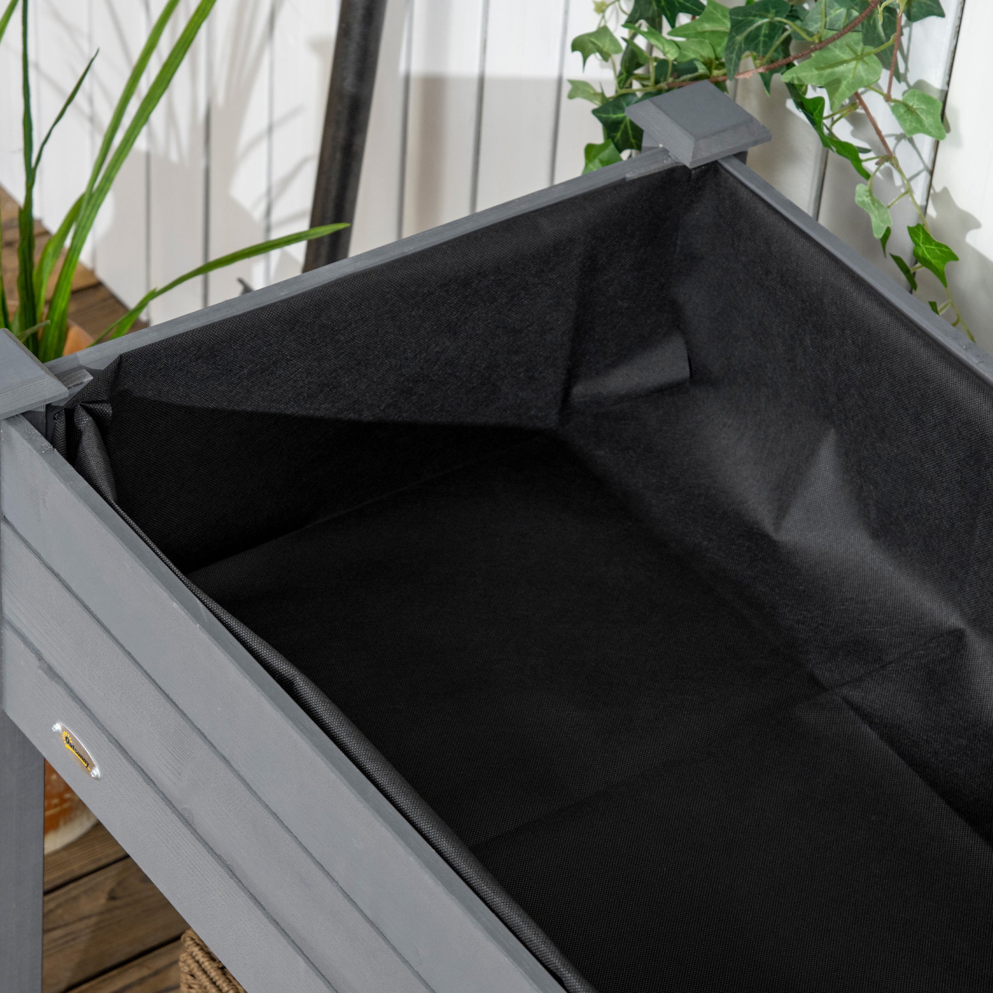 Gray Wooden Raised Garden Bed with Wheels - 47" L
