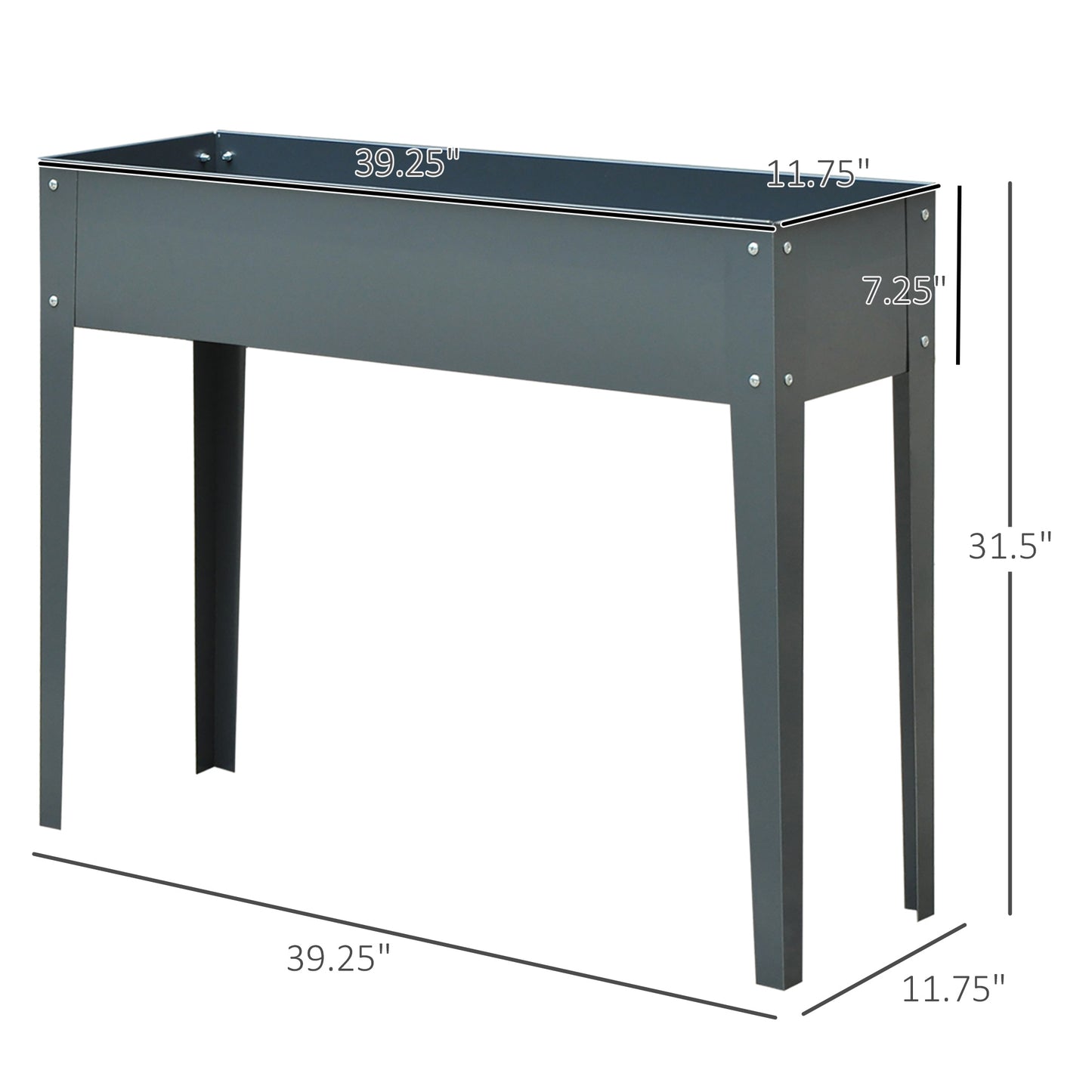 Gray Steel Raised Garden Bed - 39.25" Elevated Planter for Outdoor