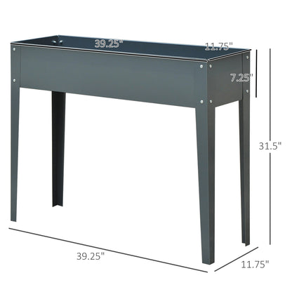 Gray Steel Raised Garden Bed - 39.25" Elevated Planter for Outdoor