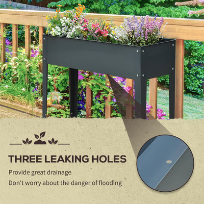Gray Steel Raised Garden Bed - 39.25" Elevated Planter for Outdoor