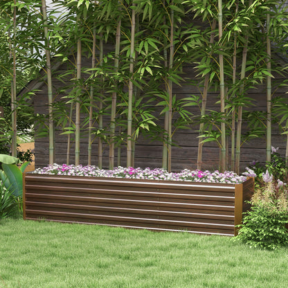 Brown Steel Raised Garden Bed for Outdoor Planting and Vegetable Growing