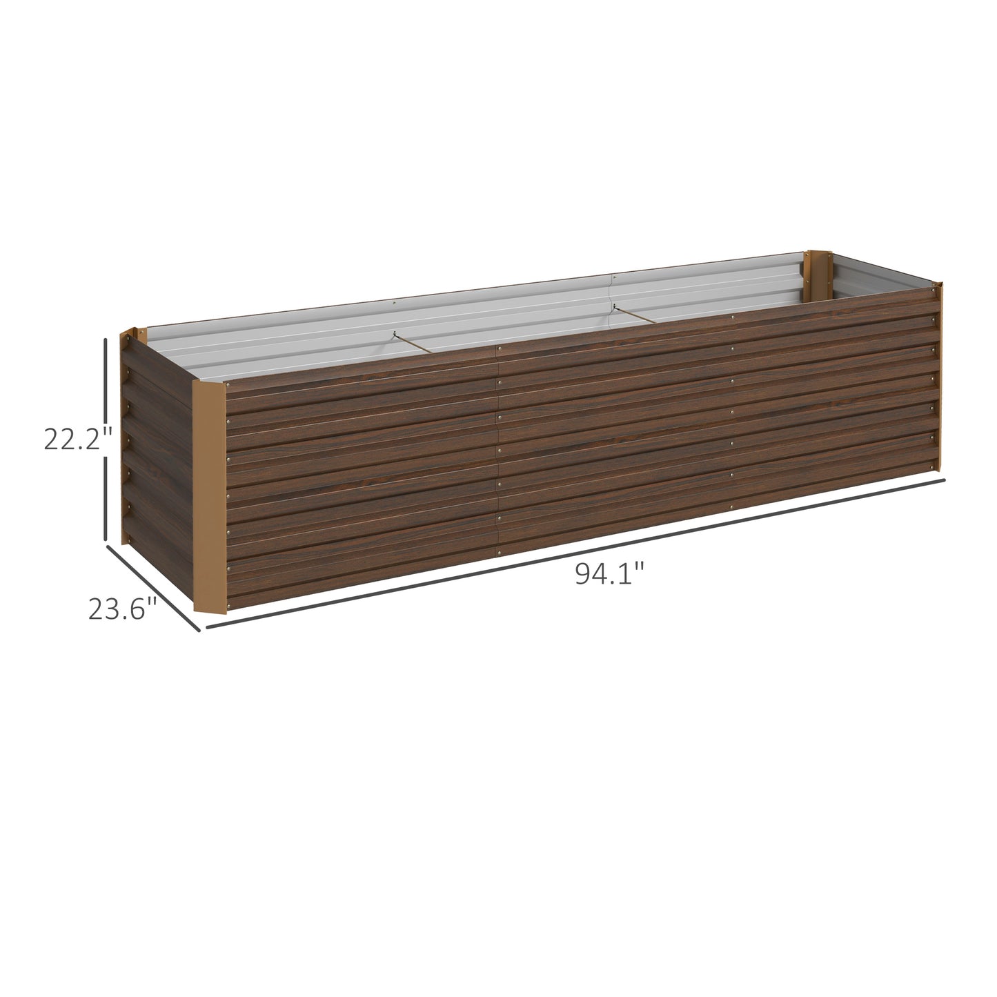 Brown Steel Raised Garden Bed for Outdoor Planting and Vegetable Growing