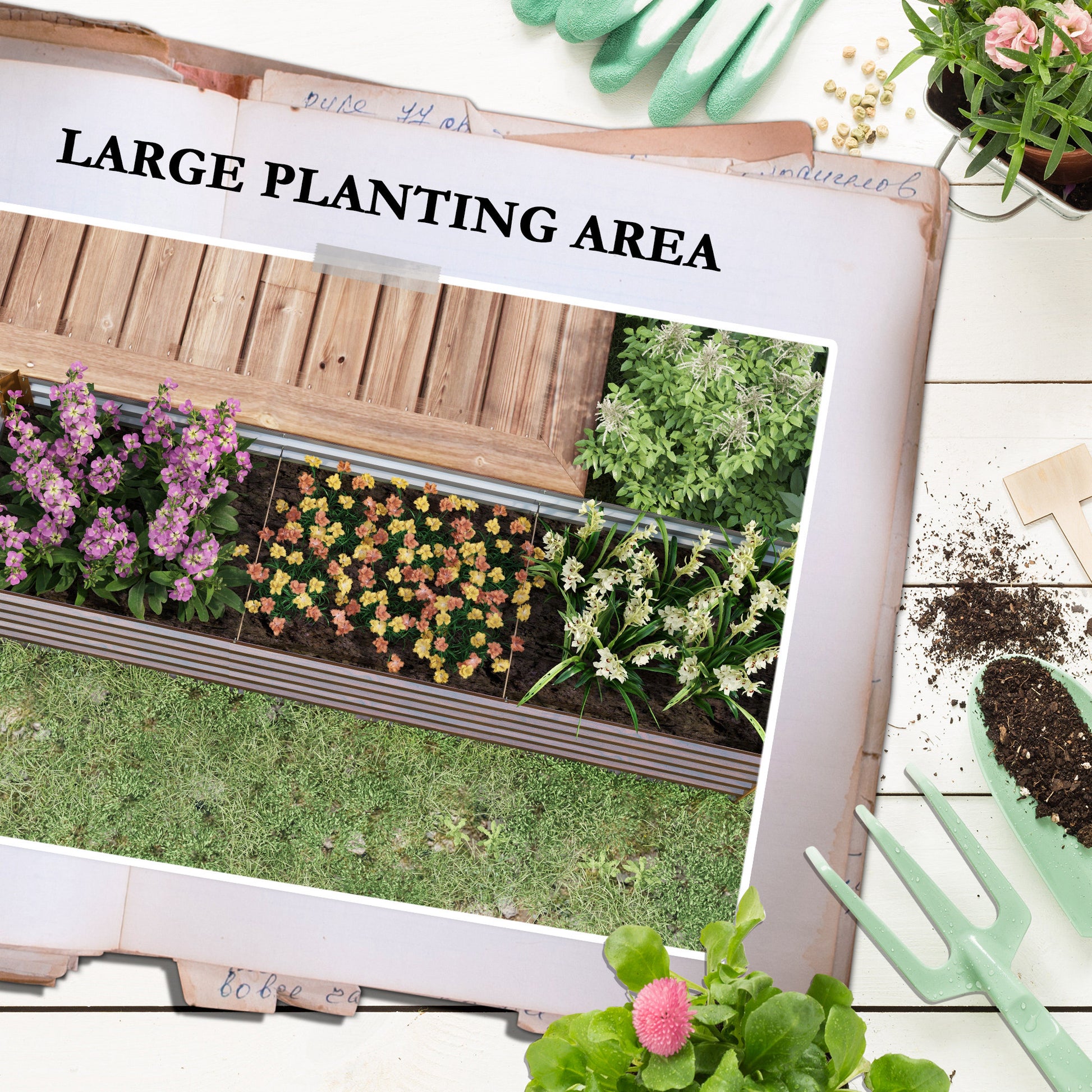 Brown Steel Raised Garden Bed for Outdoor Planting and Vegetable Growing
