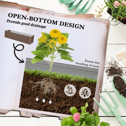 Brown Steel Raised Garden Bed for Outdoor Planting and Vegetable Growing
