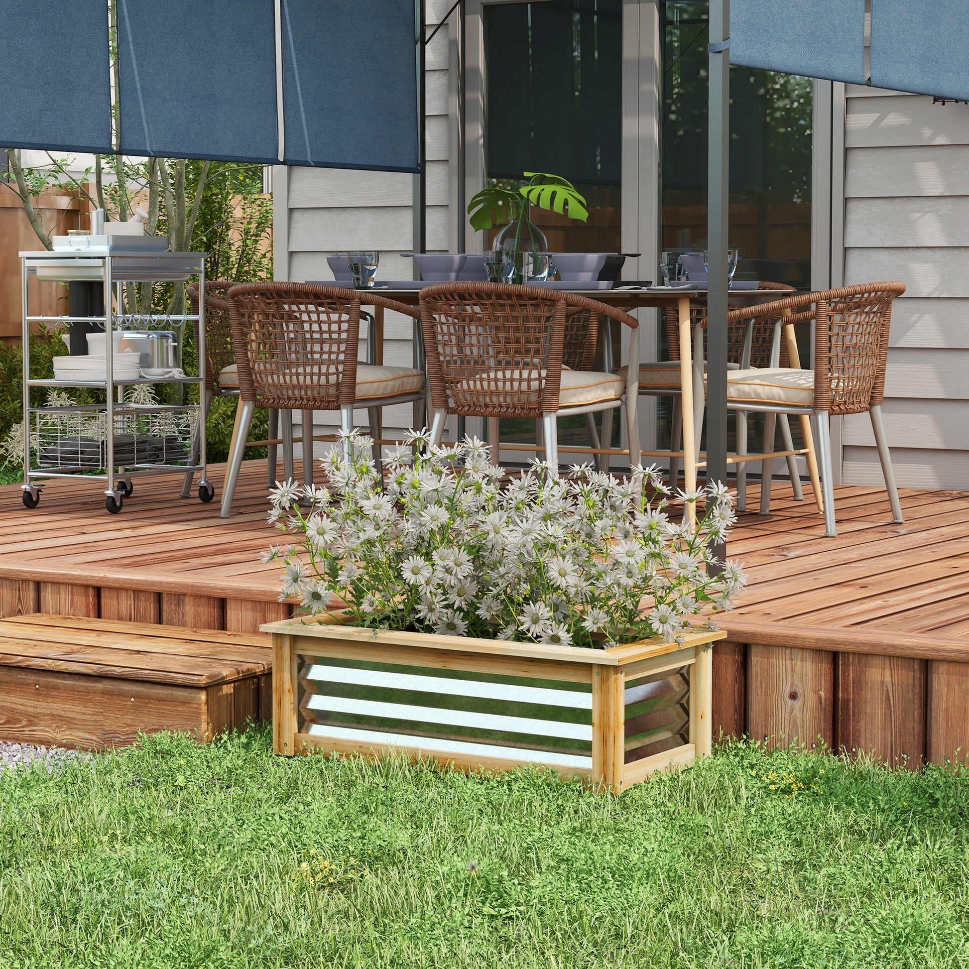 Multicolor Metal Garden Raised Planter Box for Outdoor Vegetable Gardening