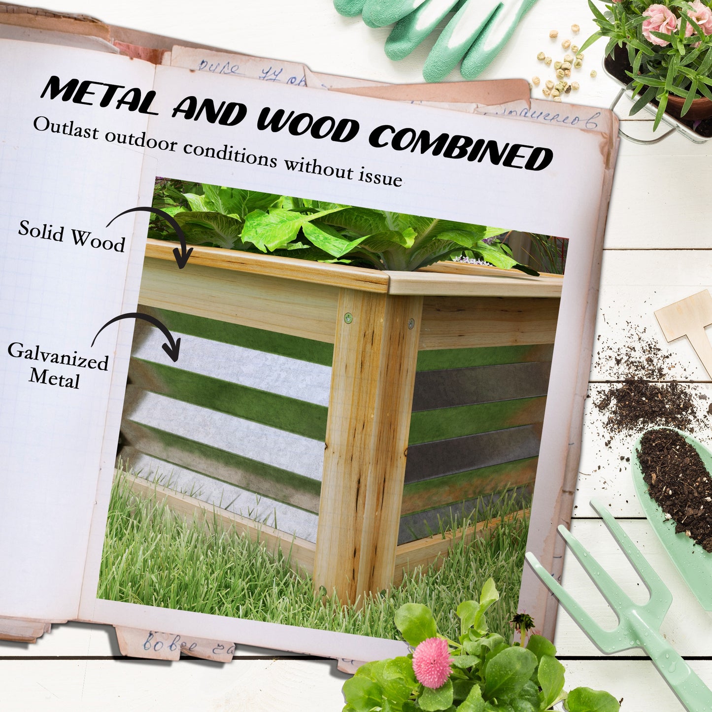 Multicolor Metal Garden Raised Planter Box for Outdoor Vegetable Gardening