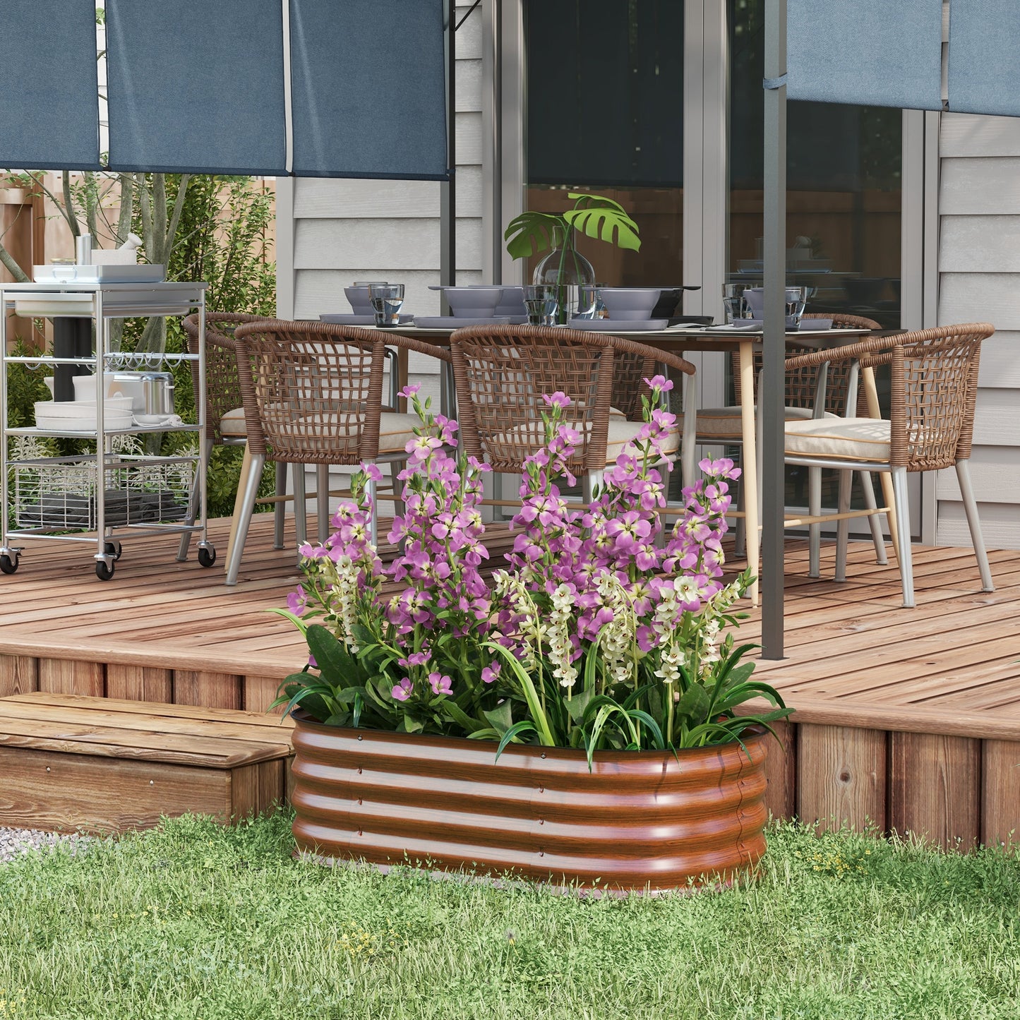Outsunny 3.5' Raised Garden Bed Kit - Steel & Brown