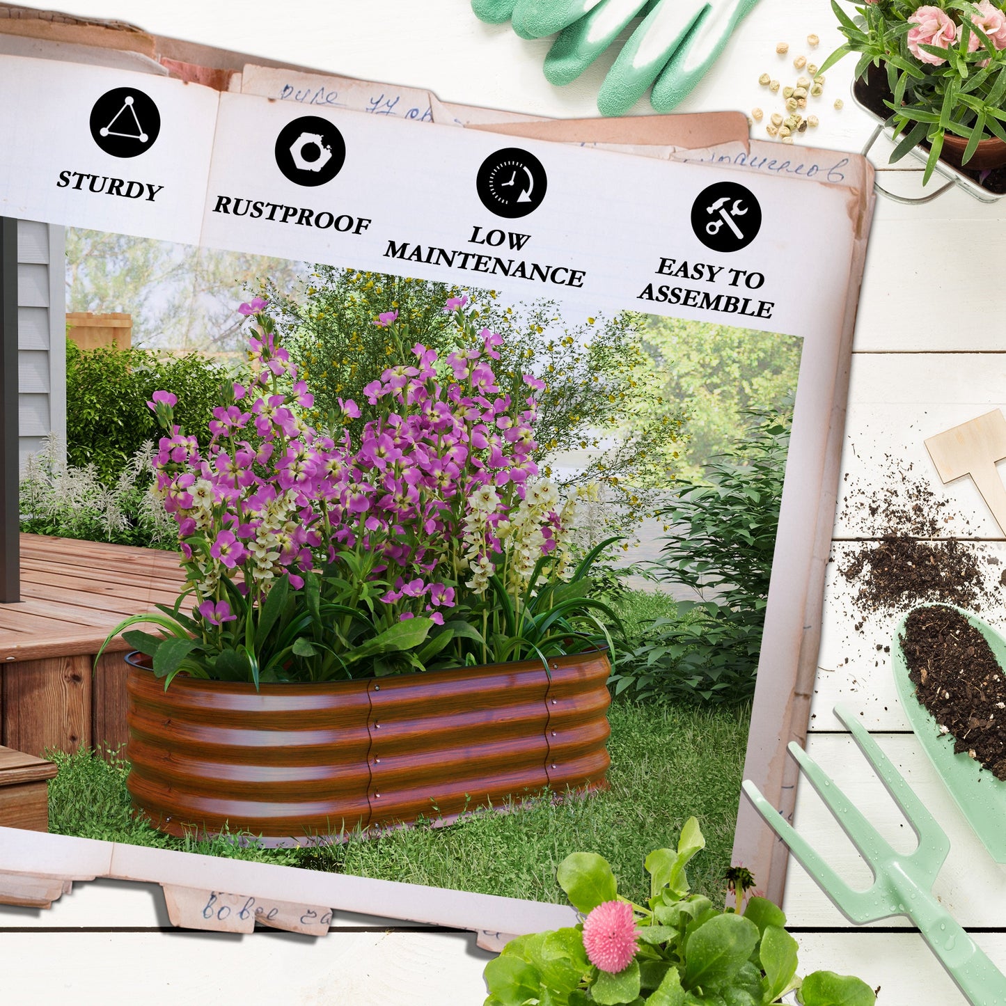 Outsunny 3.5' Raised Garden Bed Kit - Steel & Brown