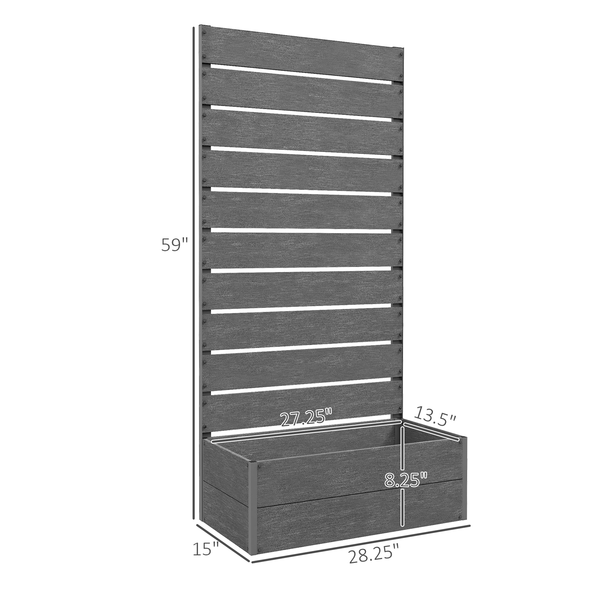 Gray Raised Garden Bed with Trellis - Outdoor Planter Box