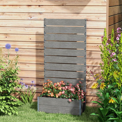 Gray Raised Garden Bed with Trellis - Outdoor Planter Box