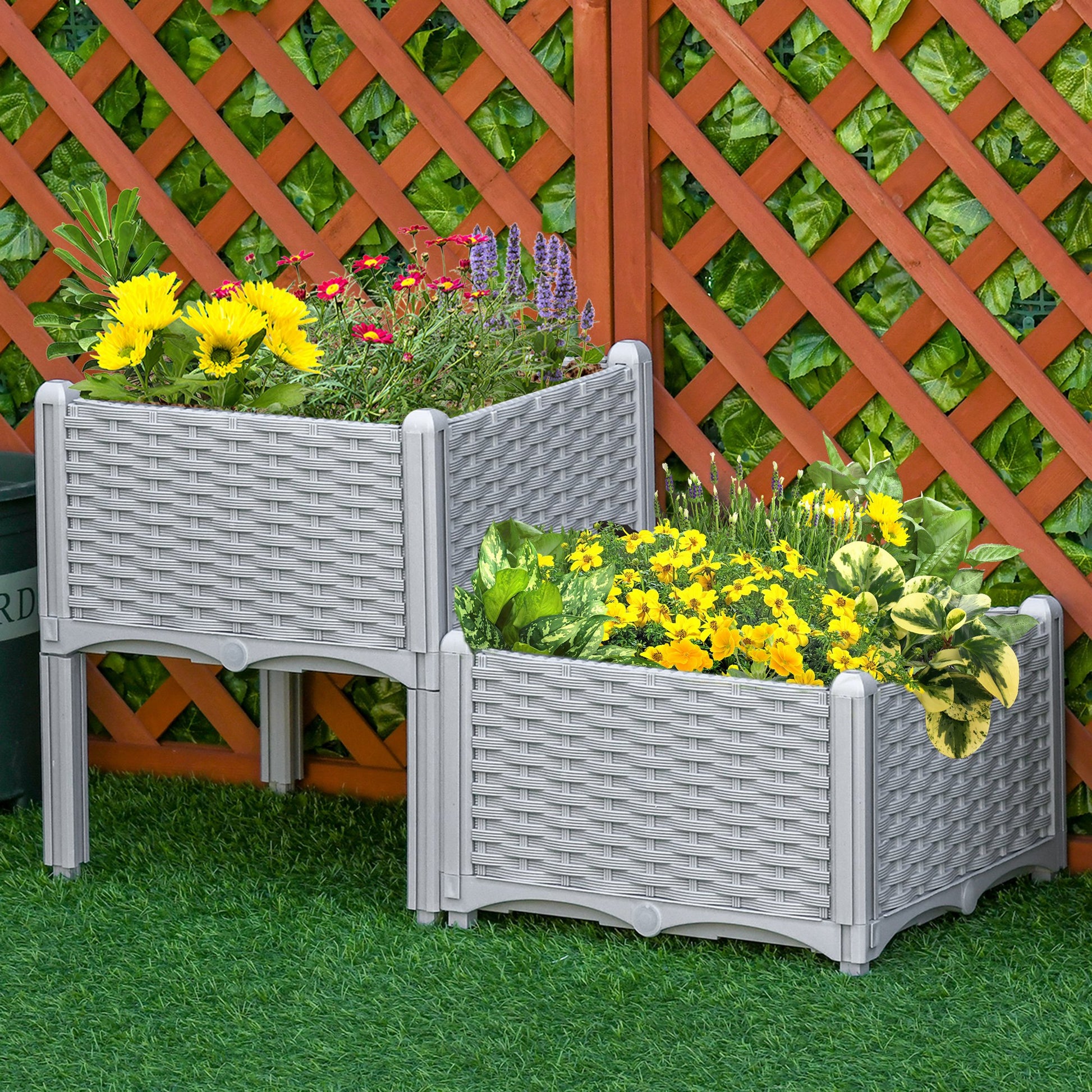 Gray Polypropylene Raised Garden Beds - 2 Piece Set