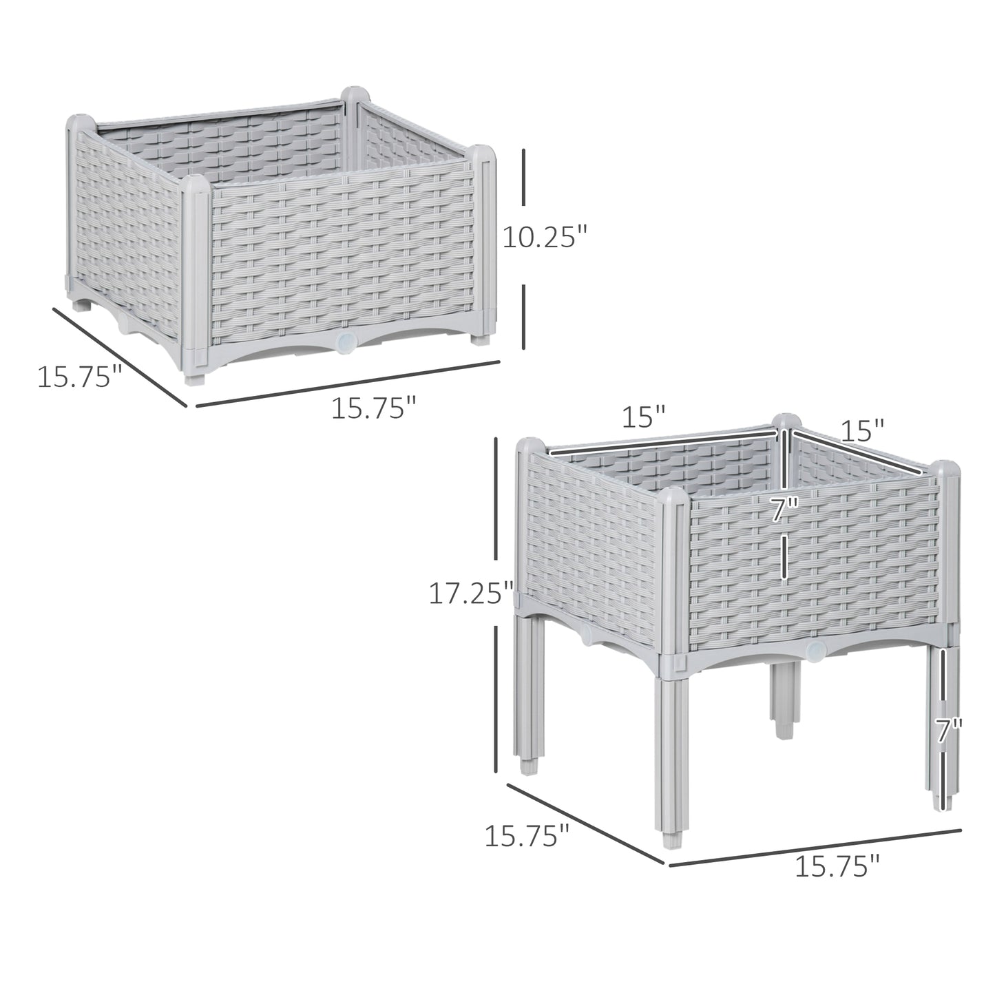 Gray Polypropylene Raised Garden Beds - 2 Piece Set