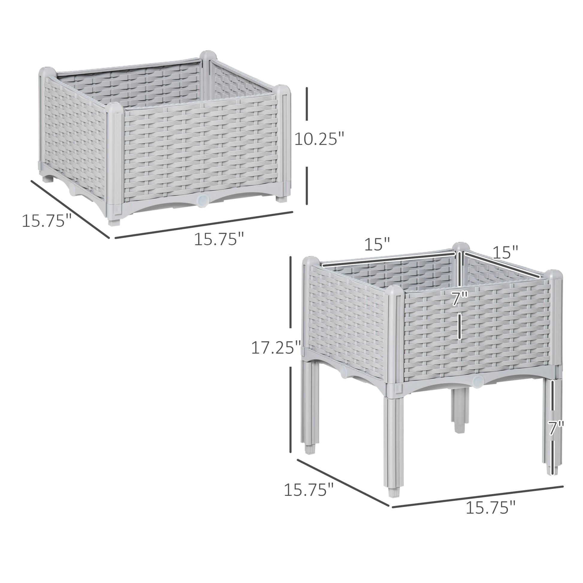 Gray Polypropylene Raised Garden Beds - 2 Piece Set
