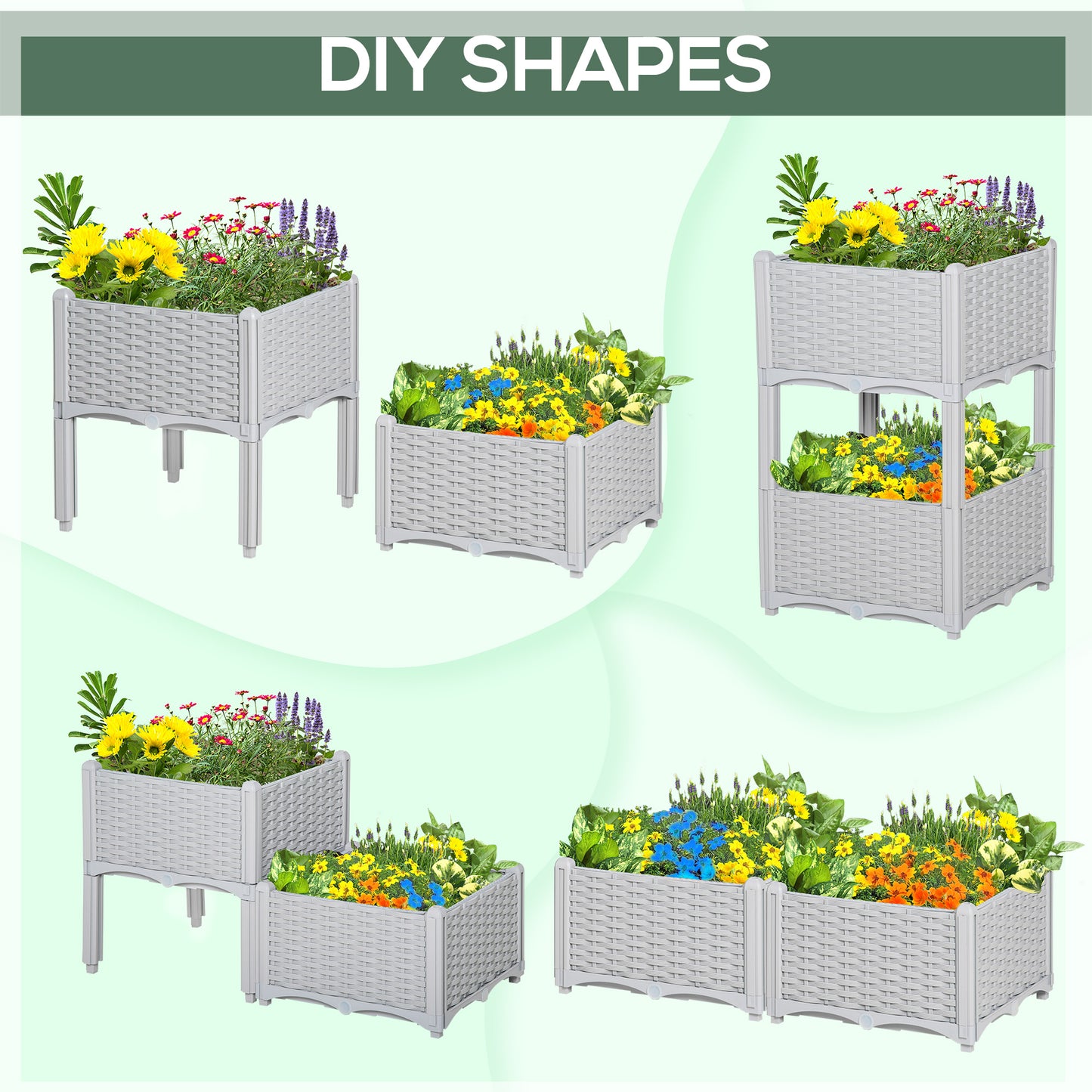 Gray Polypropylene Raised Garden Beds - 2 Piece Set