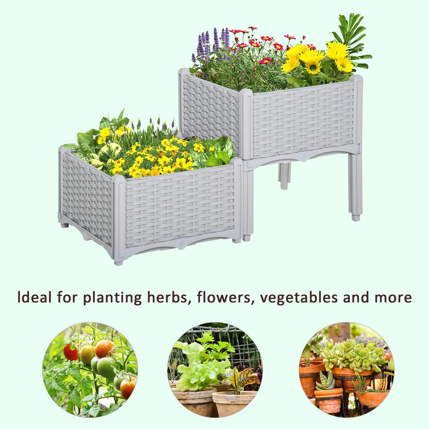 Gray Polypropylene Raised Garden Beds - 2 Piece Set