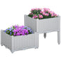 Outsunny 2 Piece Raised Garden Bed with Legs, Self-Watering Planter Box Raised Bed to Grow Flowers, Herbs & Vegetables, Gray