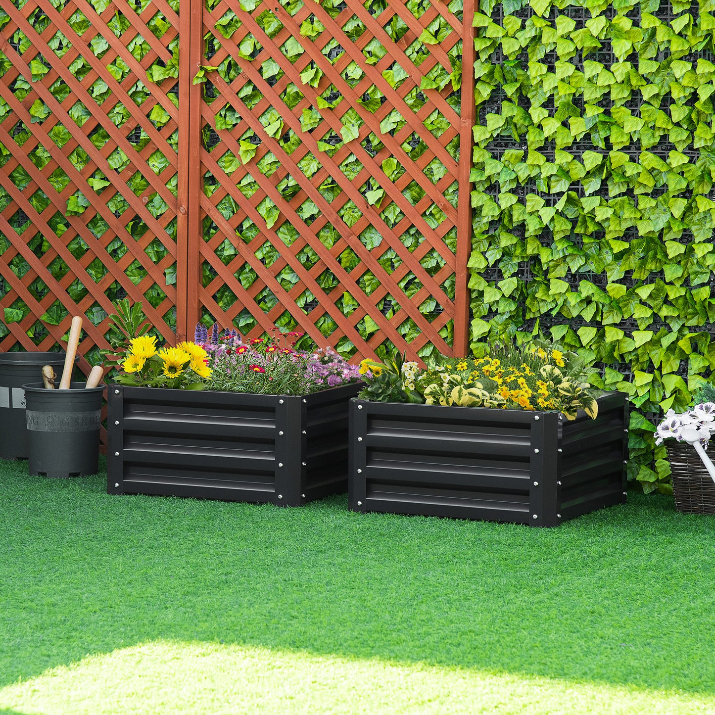 Gray Steel Raised Garden Beds - 2 Pack Planters