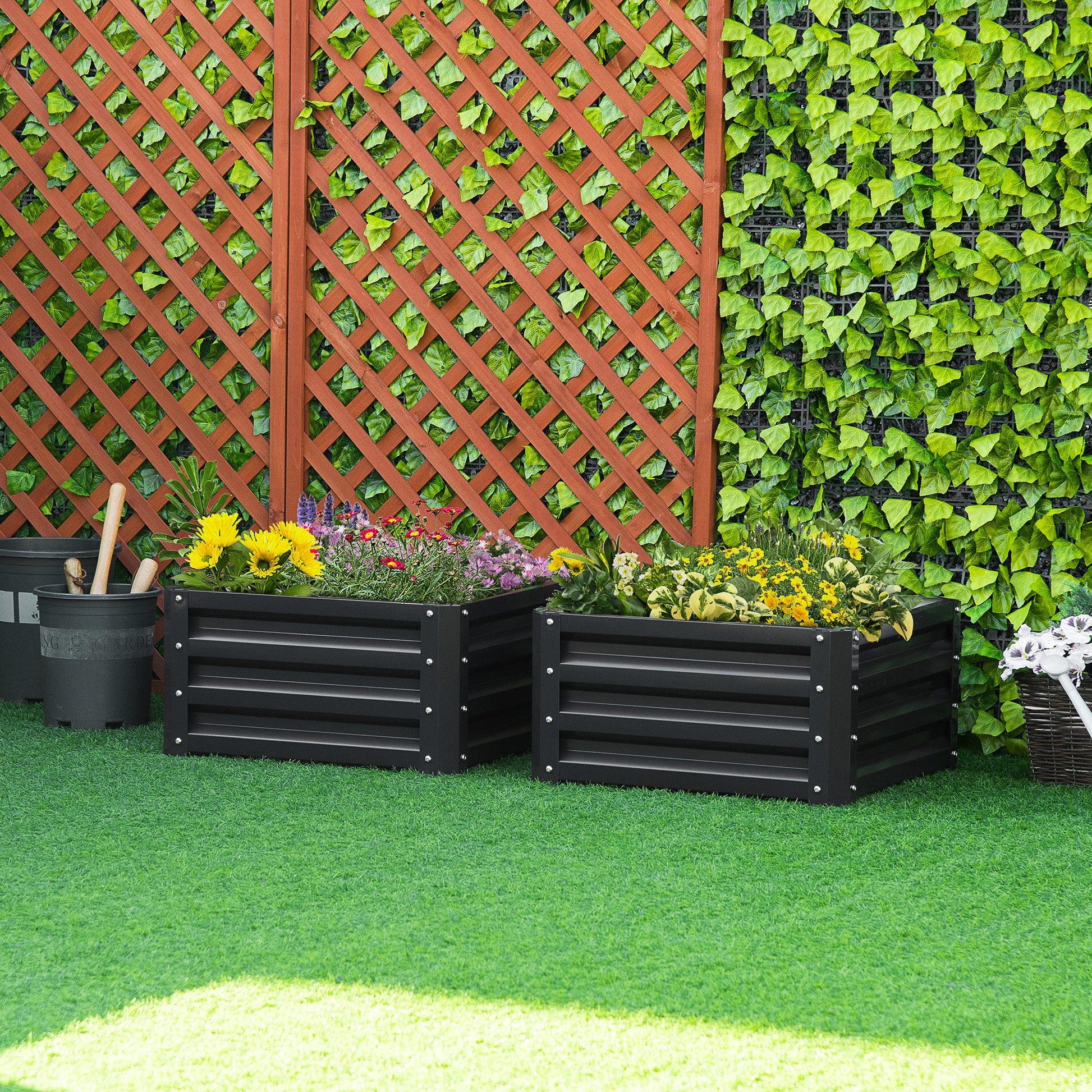 Gray Steel Raised Garden Beds - 2 Pack Planters