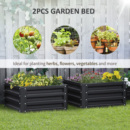 Gray Steel Raised Garden Beds - 2 Pack Planters