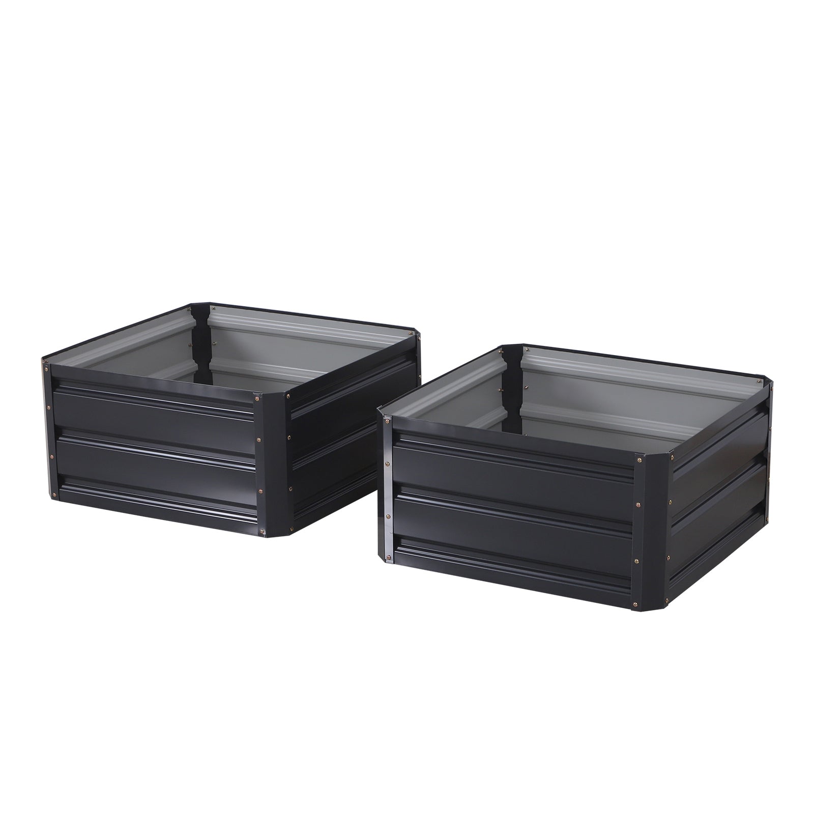 Gray Steel Raised Garden Beds - 2 Pack Planters
