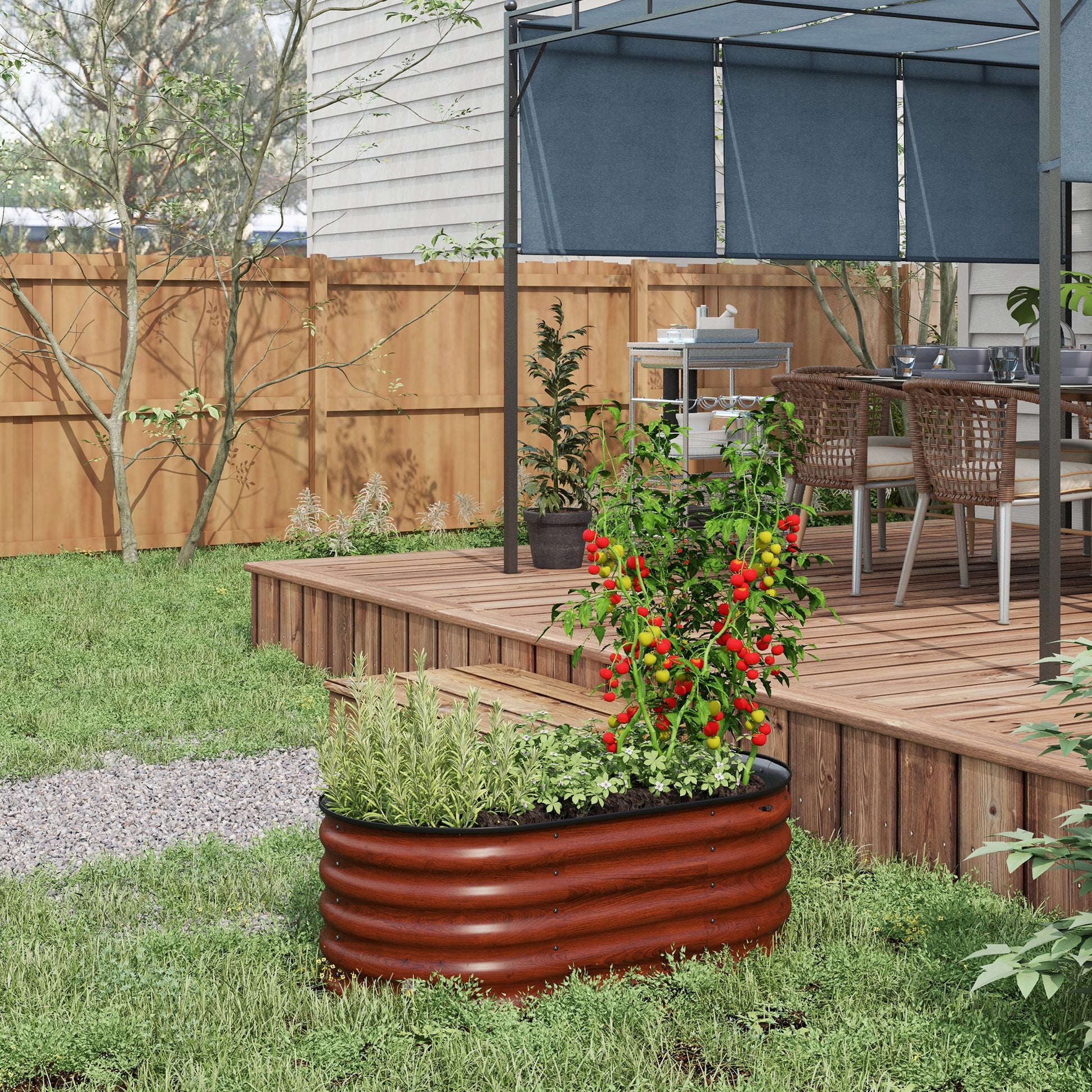 Brown Steel Modular Garden Bed Kit for Outdoor Planting