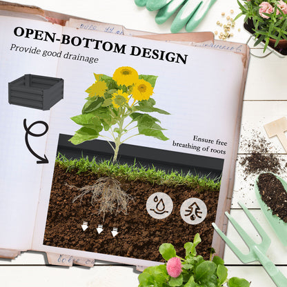 Gray Steel Raised Garden Bed with Trellis - 24" x 24" Outdoor Planter