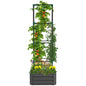 Outsunny Galvanized Raised Garden Bed, 24" x 24" x 11.75" Outdoor Planter Box with Trellis Tomato Cage and Open Bottom for Climbing Vines, Vegetables, Flowers in Backyard, Garden, Patio, Gray