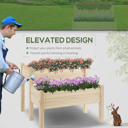 2 Tier Raised Wood Garden Bed - 34" Planter Box