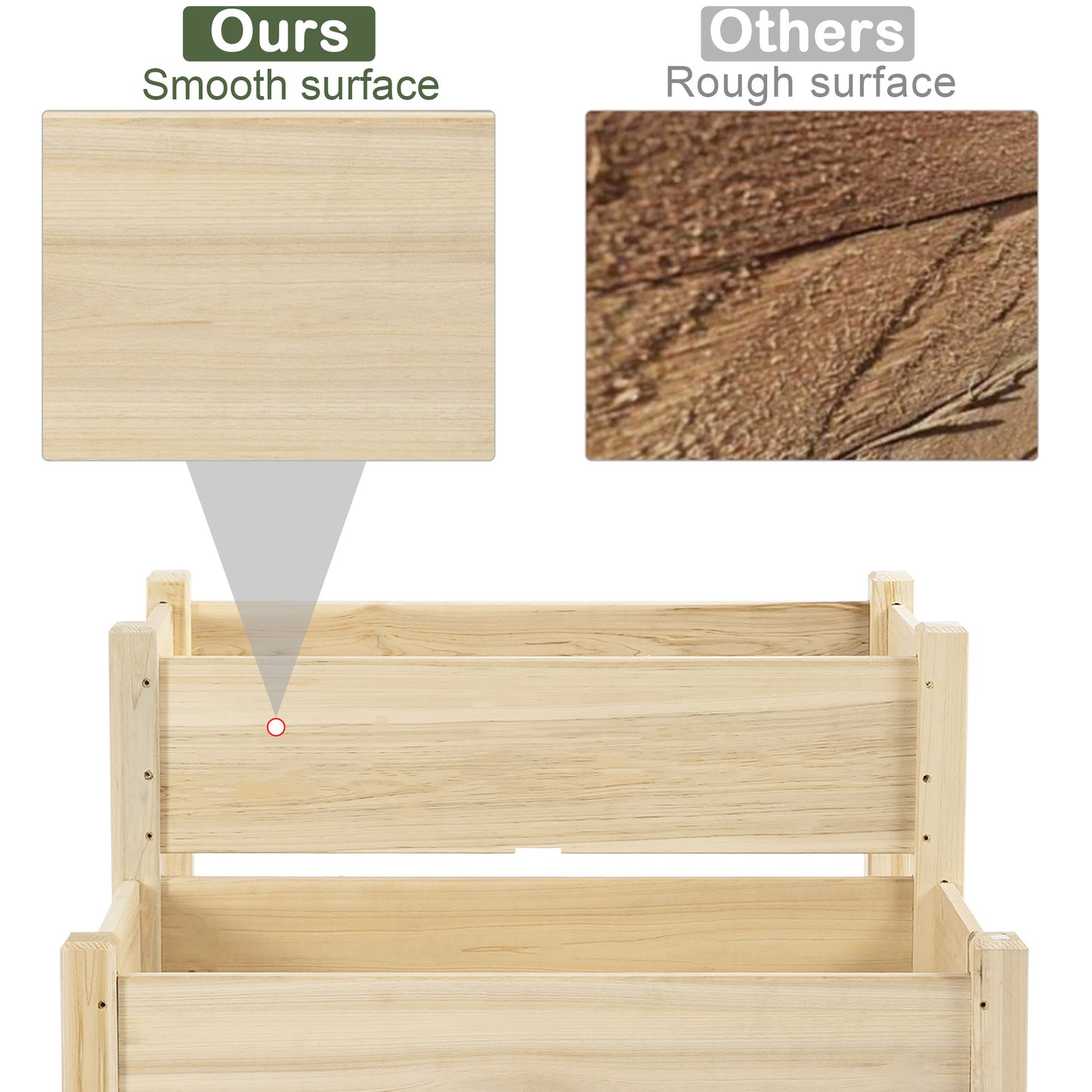 2 Tier Raised Wood Garden Bed - 34" Planter Box