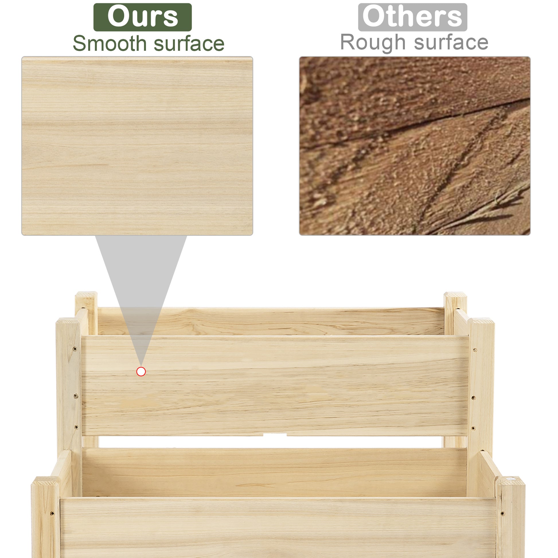 2 Tier Raised Wood Garden Bed - 34" Planter Box