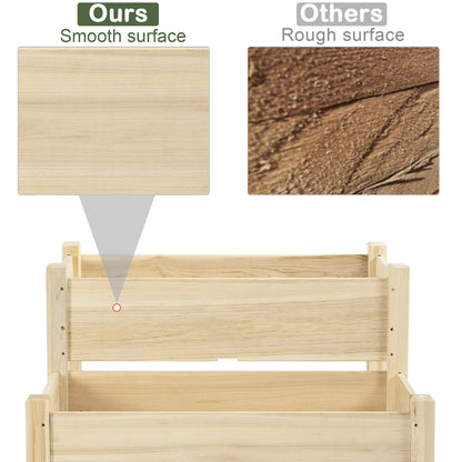 2 Tier Raised Wood Garden Bed - 34" Planter Box