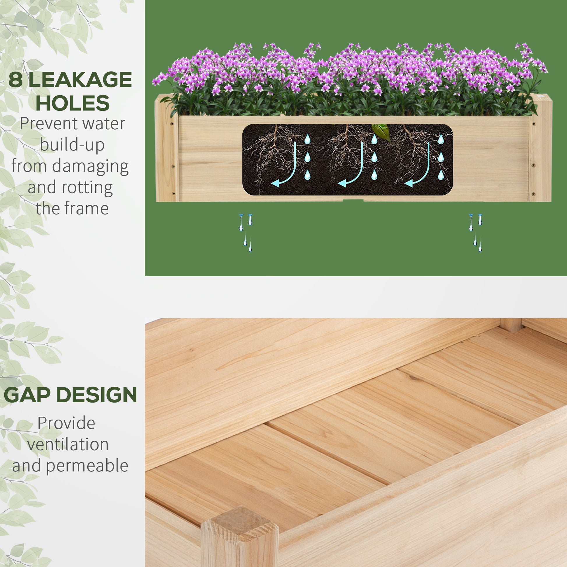 2 Tier Raised Wood Garden Bed - 34" Planter Box