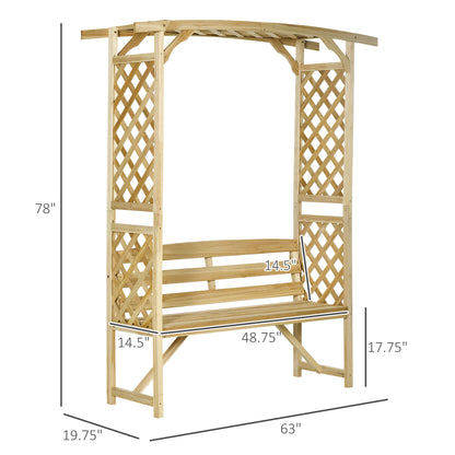 Wooden Garden Arch Bench - 3 Seat Arbor with Trellis